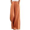 Women's Casual Wide-leg Pants Elastic Waist Lace-up Trousers