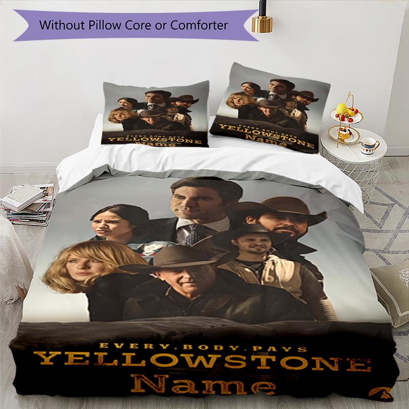 3pcs Custom Name Yellowstone Bedding Set Duvet Cover Closure Includes 1 Duvet Cover & 2 Pillowcases, Soft and Comfortable for All Seasons.