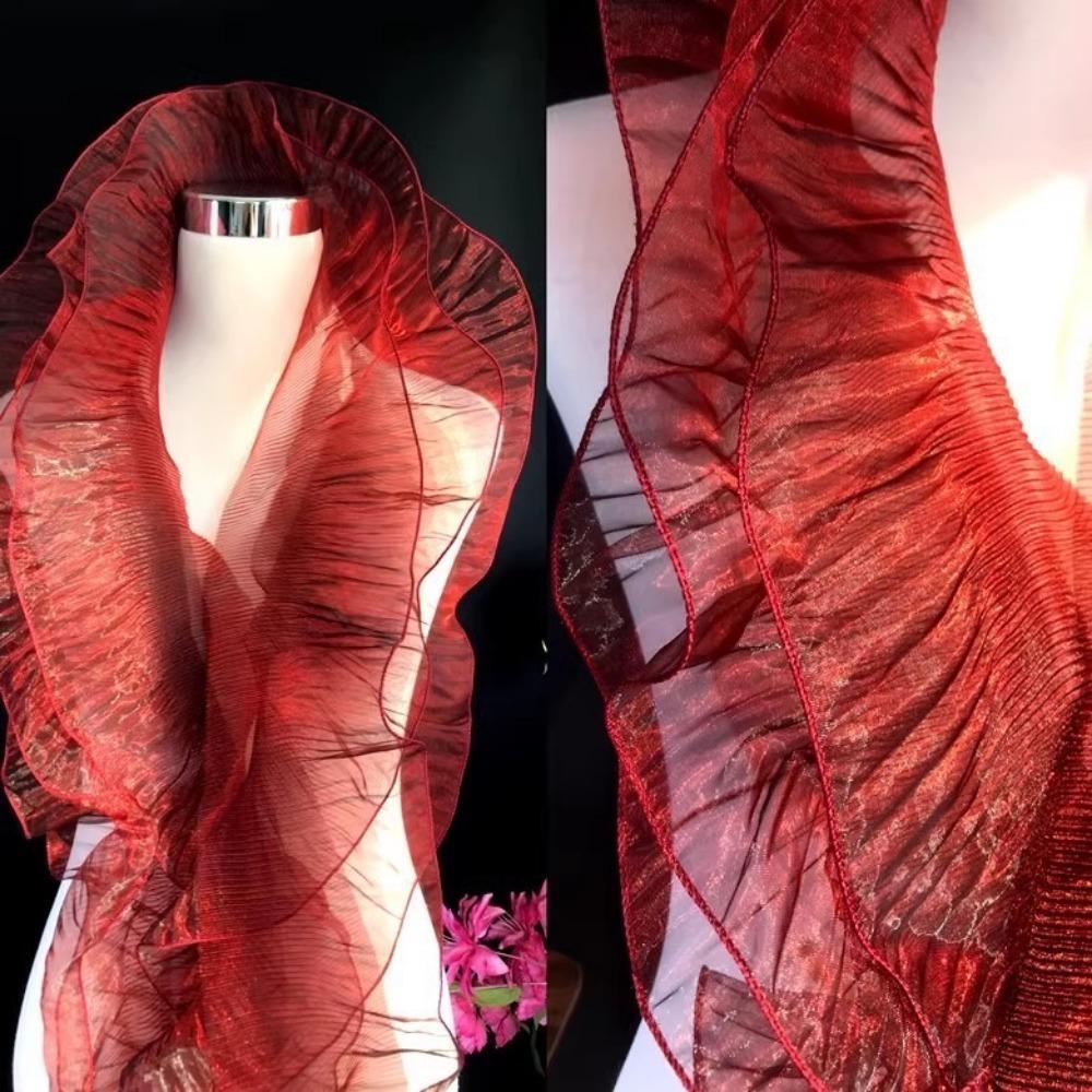 Fashion 1Yard Gradient Lace Fabric 15CM Wide DIY Pleated Lace Ribbon Transparent Organza Fabric Patchwork Decor Dress Accessory