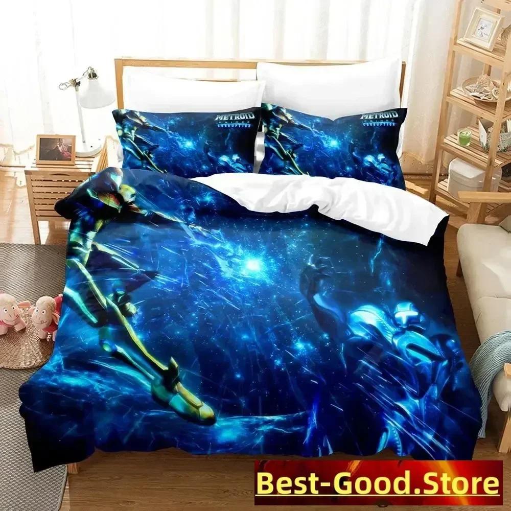 Новый комплект постельного белья Metroid Prime Single Twin Full Queen King Size Bed Set Adult Kid Bedroom Duvetcover Sets Anime Parure de lit Bed