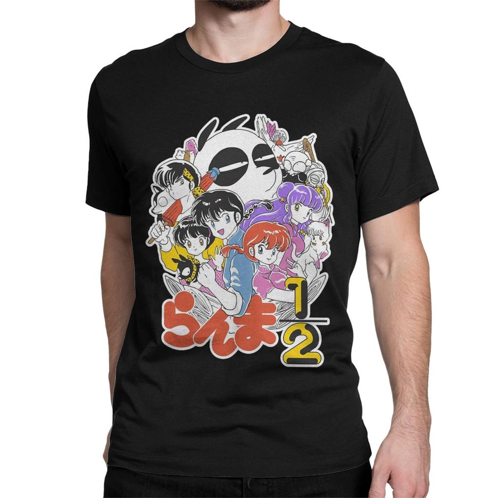Japanese Comedy Anime T-Shirt Men Women Ranma 1/2 Funny 100% Cotton Tees Crewneck Short Sleeve T Shirts Plus Size Clothes