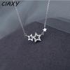 925 Sterling Silver Inlaid Zircon Star Necklaces for Women Sweet and Cute Pendant Choker Fashion Creative Jewelry Gift