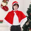 Christmas Cape Hat Set Festive Red White Xmas Outfit Soft Velvet Santa Costume Universal Size Makeup Clothing Props