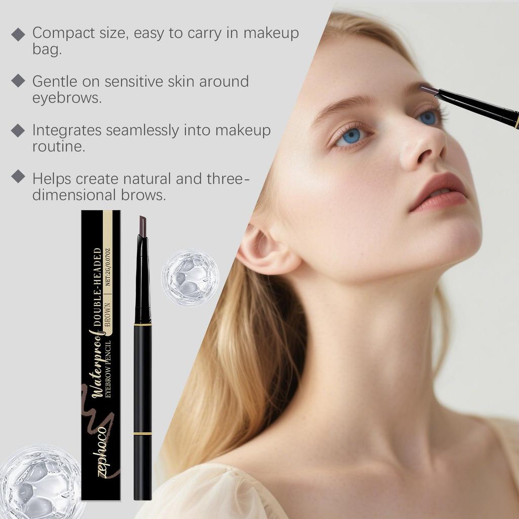 Brown double-ended eyebrow pencil with a natural, three-dimensional look.