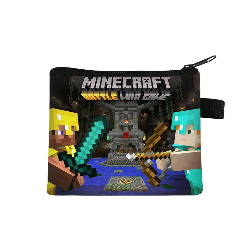 Детская сумка для мелочи Minecraft Милый мультяшный кошелек для карт Студенческая полиэстеровая сумка для хранения