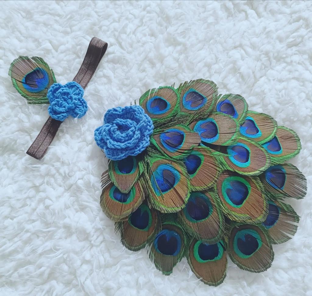 Трансграничные источники головной убор для младенца павлиньи перья реквизит для фотосъемки новорожденных новый стодневный детский фотомоделирование одежда