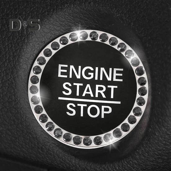 Сверкающее автомобильное кольцо со стразами, наклейка, стильное украшение интерьера, легко установить, материал из сплава, кольцо на кнопку зажигания