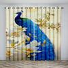 3D Luxury Home Decor Animal Peacock Gold Texture Curtains 2 Panel Living Room Bedroom Study Children's Room Decor