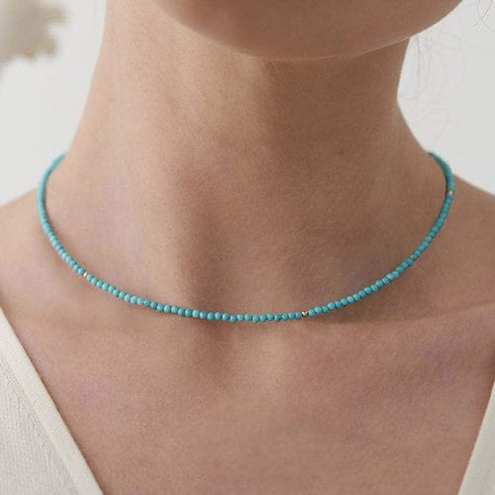 14K Turquoise Bead Necklace (40Cm)