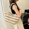 Yogodlns Женская тканая пляжная сумка большой емкости, полосатые сумки на молнии, соломенная сумка в стиле ретро, ​​женская летняя повседневная сумка