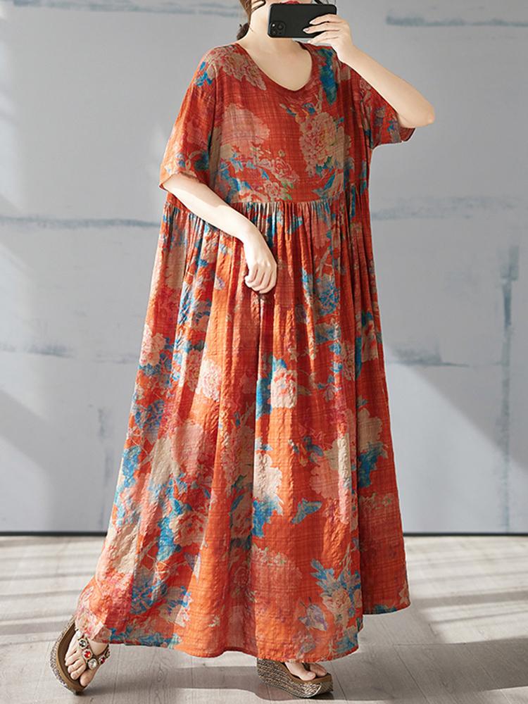 Xitao Женское платье с коротким рукавом и цветочным принтом ZMY1023