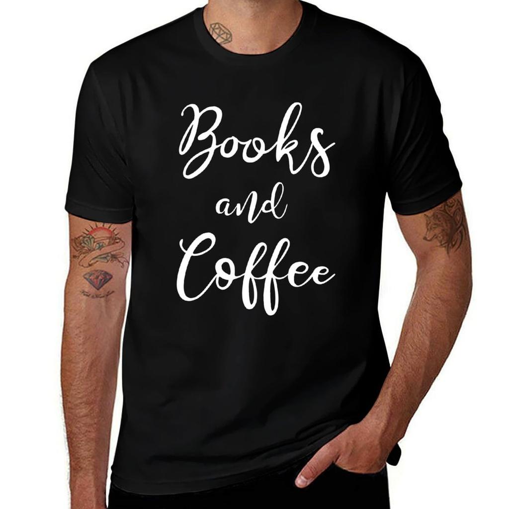 Books And Coffee T-Shirt t shirt for man 100 percent cotton t shirts for man pack white man t shirt summer T-Shirt