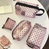Ins Mesh Makeup Bag, Heart-shaped Storage Bag, Large Capacity, Toiletry Bag, Portable Cosmetics Storage Bag, Lightweight Design