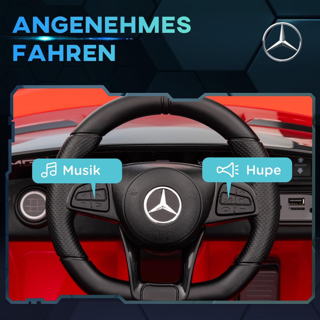 Electric Kids' Car, Mercedes, 3-5 km/h, Remote Control, Light & Music, Red