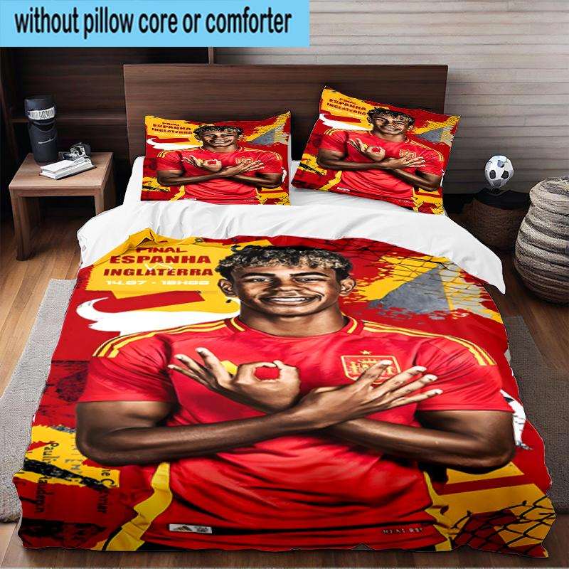 3PCS Football Spirit Ya-mal Bedding Set,Including 1pc Duvet Cover And 2pcs Pillowcases Perfect for Bedroom, Dormitory, Fan Christmas gift