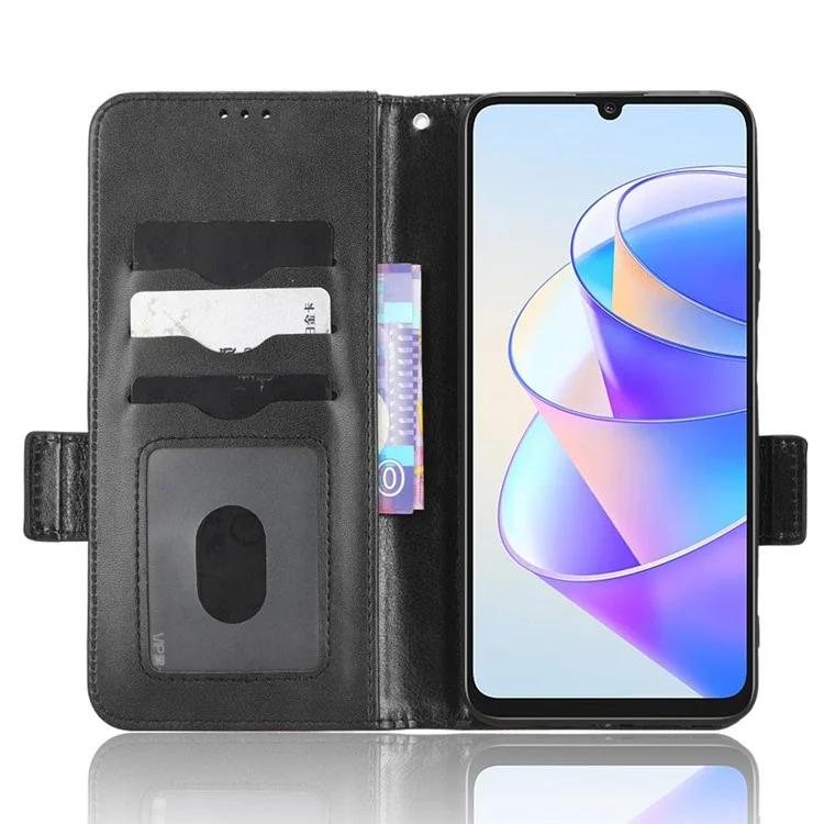 For Honor X7a 5G Wallet Stand Phone Shell Cover Imprinted Triangle Pattern Phone Case
