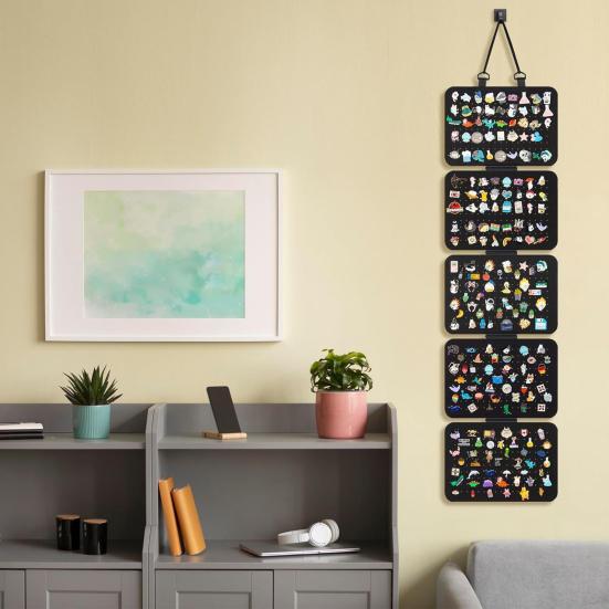 Подвесной эмалированный держатель для лацканов, демонстрационные панели, органайзер с 5 листами, легко устанавливаемый держатель для коллекции значков