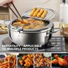 Stainless Steel Deep Fryer Pot, Upgrade Frying Pot With Thermometer - Oil Drip Drainer Rack For French Fries Fish Chicken