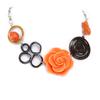 [R5236] - Designer Necklace 'Rosa Romantica' Orange Black - 35 Mm