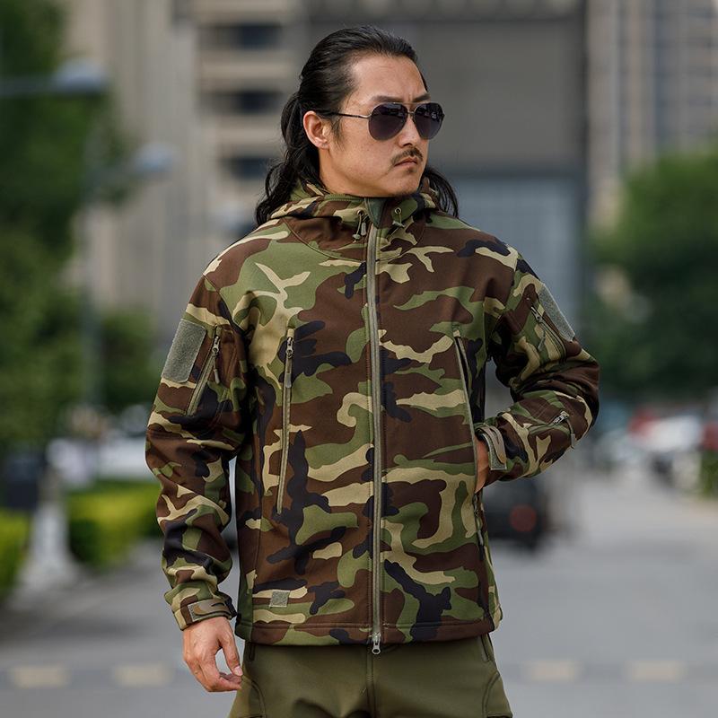 Куртки из акульей кожи Soft-shell Hard Shell Камуфляжная куртка Флисовый Толстый тактический костюм Пальто с капюшоном Производители Красивая куртка для улицы