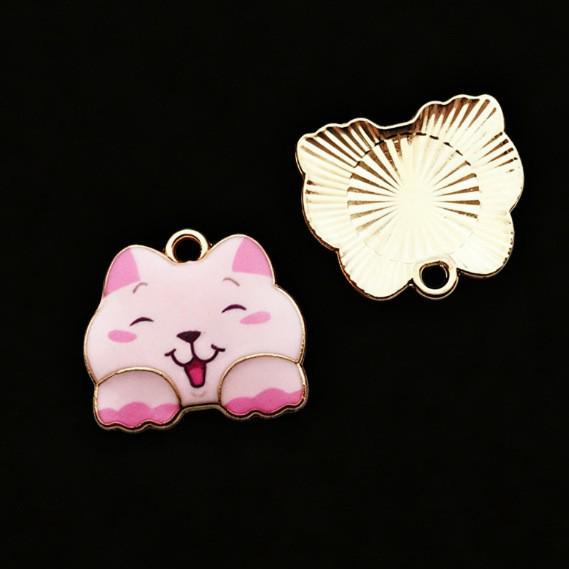 Alloy Drip Oil Cat Pendant, 18x16mm - Cute DIY Korean Style Jewelry Accessory