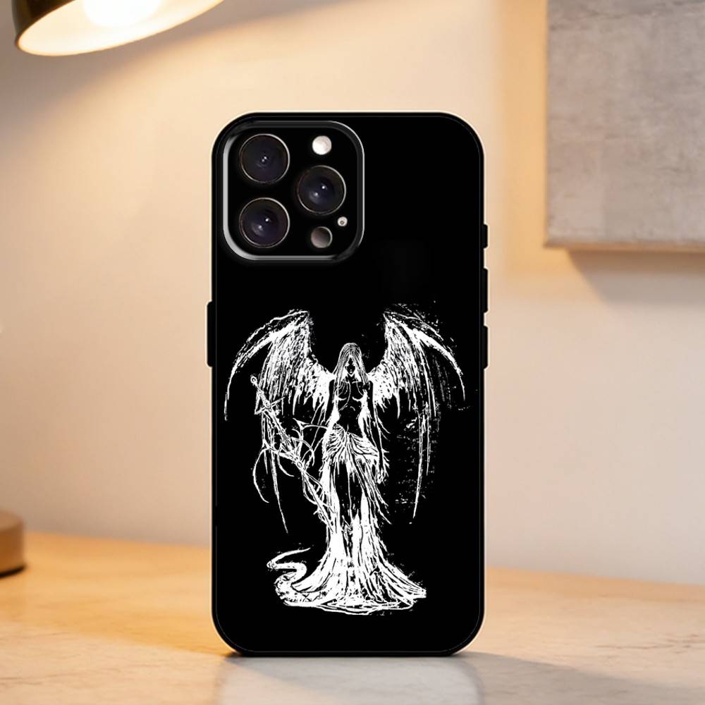 Скульптура Девушки в стиле G-Gothic Ретро Чехол для телефона для iPhone 17,16,15,14,13,12,11 Plus,Pro Max,XS,Мягкий силикон Черный чехол