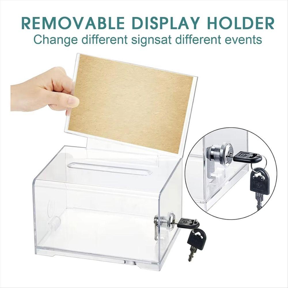 With Lock Portable Ballot Box Voting Charity Suggestion Box Acrylic Donation Box Voting Case
