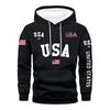 Men's Loose Flag Printed Hooded Sweatshirt Men's Casual Fashion Sports Sweatshirt