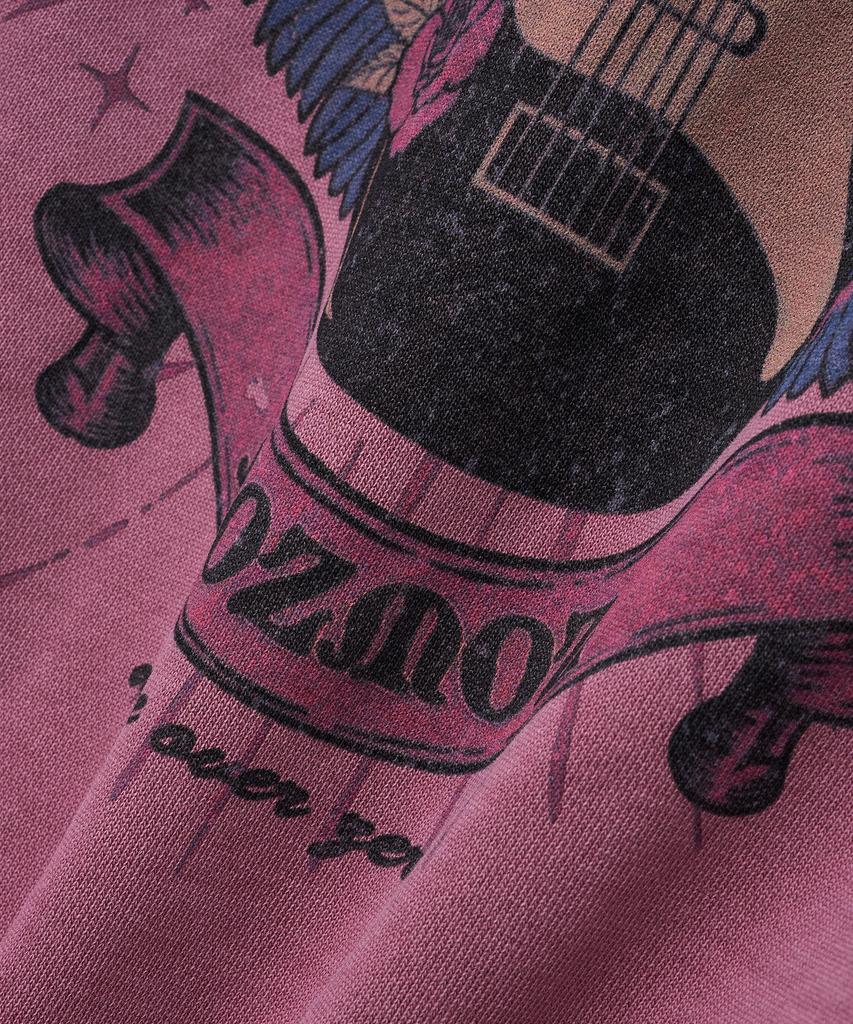MOZMOZ Terry Brushed Pigment Freedom Oversized Sweatshirt Pink
