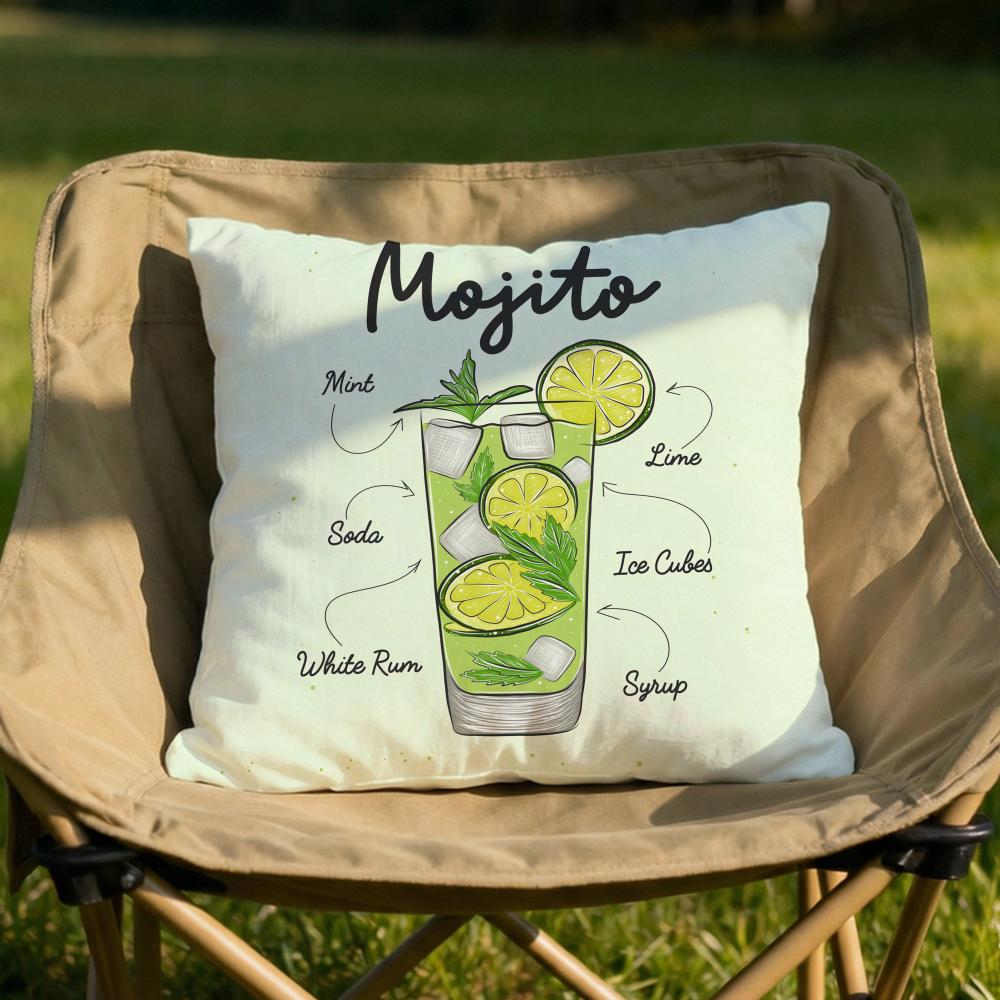 Mojito Cocktail Art Cushion Cover Soft Reversible Durable Pillow Cover MultiScene Use for Home Car Daily Comfort