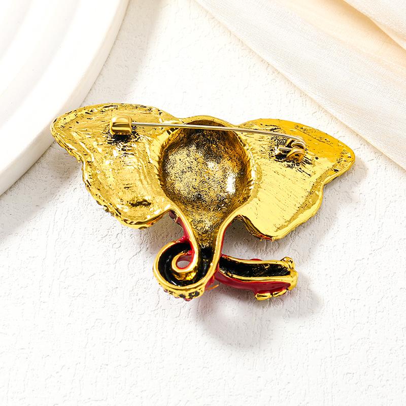 Vintage Colored Elephant Brooch with Rhinestone Embellishments for A Stylish Dress Animal Brooch Accessories