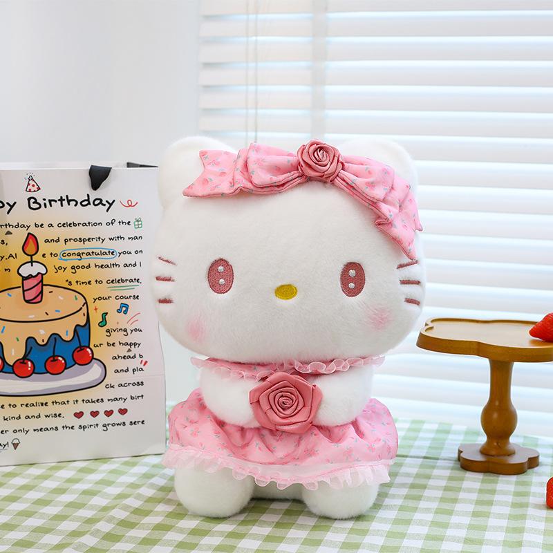 Новая плюшевая игрушка Sanrio Kawaii Роза Хелло Китти Плюшевая кукла Киннаморолл Хелло Китти Киннаморолл Подарок на день рождения Рождество для детей