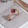 Винтажные кольца Kinel с красным цирконом для женщин, ювелирные украшения цвета розового золота