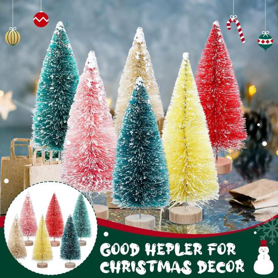 24/45 Pcs Mini Christmas Tree Artificial Mini Pine Trees with Wooden Base Reusable