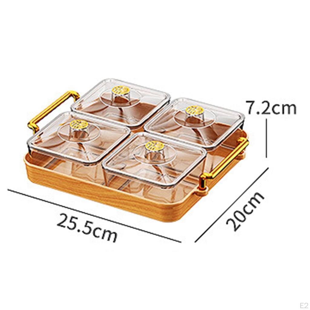 Compartment Serving Tray with Lid Candy Nut Container Dried Fruit Food Storage Box for Wedding