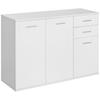 Sideboard Storage Cabinet 2 Sliding Drawers 2 Cupboards Adjustable Shelf Particle Board White