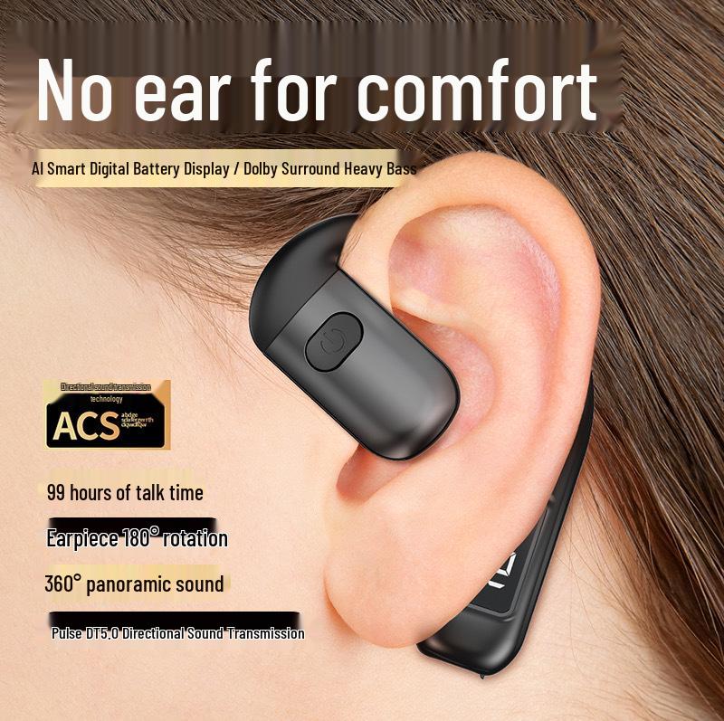 Универсальная Bluetooth-гарнитура с заушиной, не вставляющаяся в ухо, с индикатором заряда батареи, для бизнеса и спорта