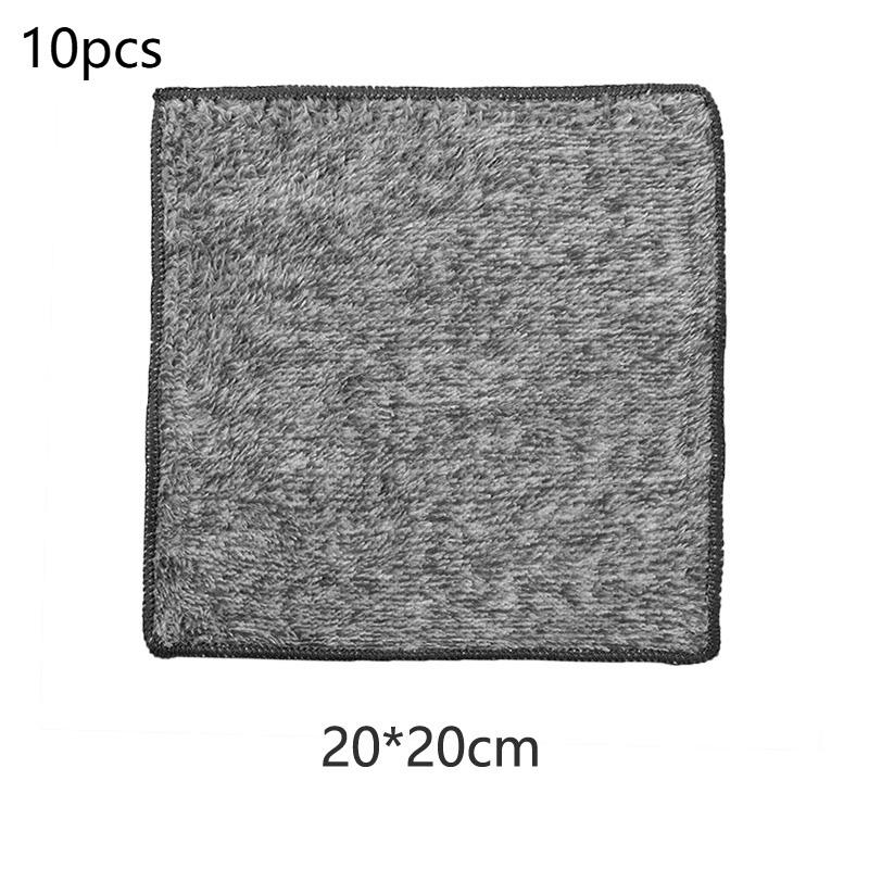 10pcs Gray Bamboo Charcoal Thickened Super Absorbent Dishcloth Oil Resistant Kitchen Wipes Microfiber Cleaning Cloths