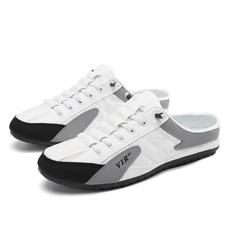 Модные трендовые полушлепанцы, повседневные туфли на плоской подошве для мужчин, классические летние шлепанцы, мужские балетки, лаконичные мужские кроссовки, слипоны, мужские шлепанцы