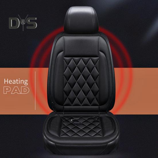 12V Heated Car Seat Cushion 2 Levels of Temperature Adjustable Seat Mat Overheat Protection Rhombus Texture Auto Seat Pad