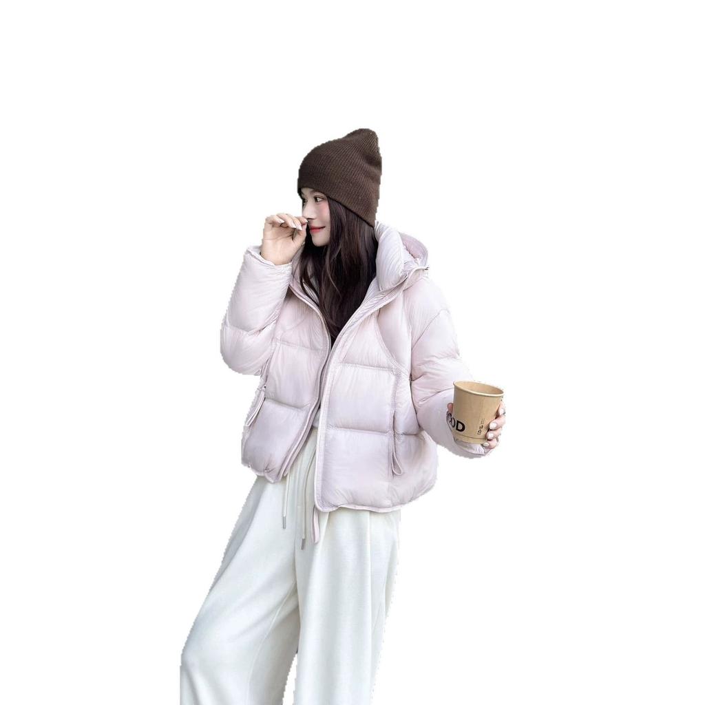 Down jacket women's new multi-color hooded turtleneck windproof design loose and thin small white duck down jacket