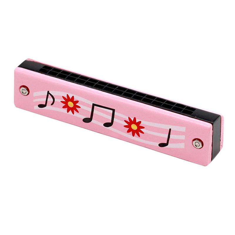 1PC Multicolored Mouth Organ Cute Cartoon Wooden Harmonica 16-Hole Musical Instruments Beginners Suitable Woodwind Harmonica ZYF