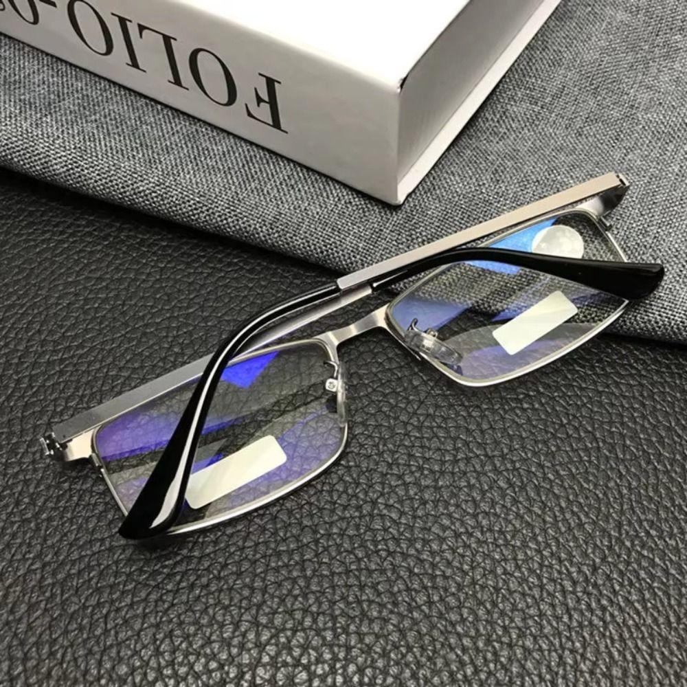Portable Metal PC Reading Glasses Decorative Glasses Rectangle Frame Glasses Grey Anti Eyestrain Reading Glasses Readers