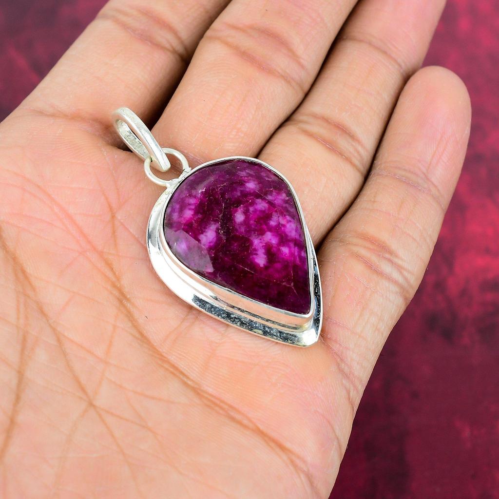 Ювелирные изделия с подвеской из рубина и зоизита, подвеска ручной работы из стерлингового серебра 925 пробы, ювелирные изделия новейшего дизайна