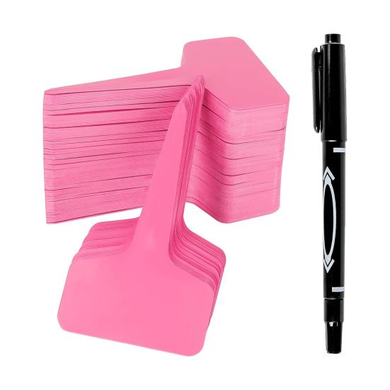 100 шт. Т-образные бирки для растений, садовые этикетки, пластиковые маркеры для растений, водонепроницаемые многоразовые этикетки для растений с маркером для наружного сада, рассады