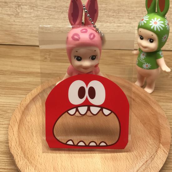 100 шт., самоклеящиеся подарочные пакеты с мультяшным монстром и принтом, печенье, конфеты