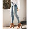 European And American Women'S Jeans Slim Fit, Revealing A Sexy Ripped Hole, Mid Rise Denim Pants