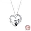 S925 Sterling Silver Baby Panda Crystal Necklace Enamel Cute Animal Charm Chain Link for Women Gift