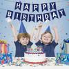 Navy Blue Happy Birthday Banner Signs Party Decorations for Women Men Girls Boys