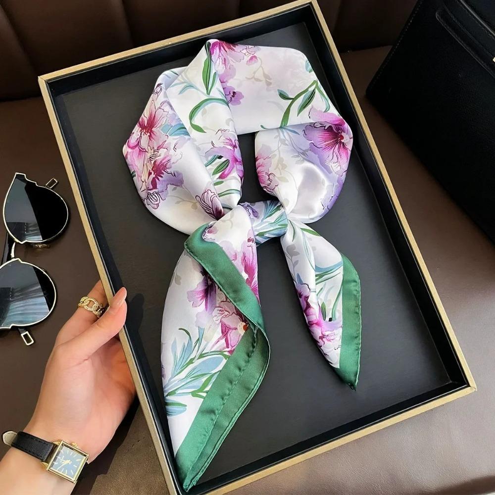 Модный бренд класса люкс 70 см шелковый квадратный шарф женский шейный платок женский бандана для волос платок шаль хиджаб эшарп